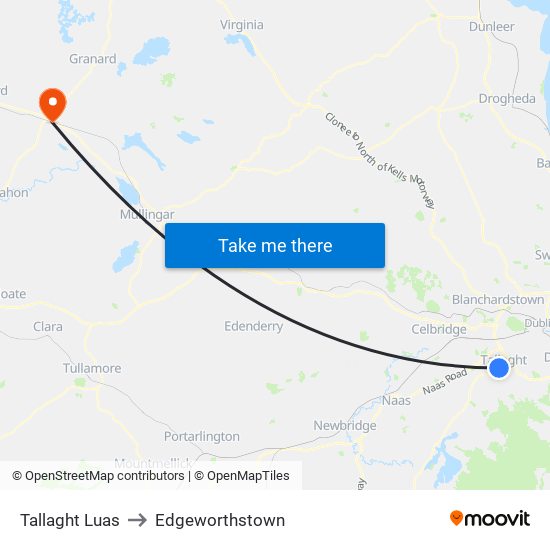 Tallaght Luas to Edgeworthstown map