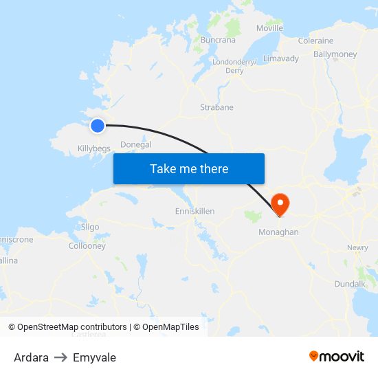 Ardara to Emyvale map