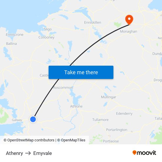 Athenry to Emyvale map
