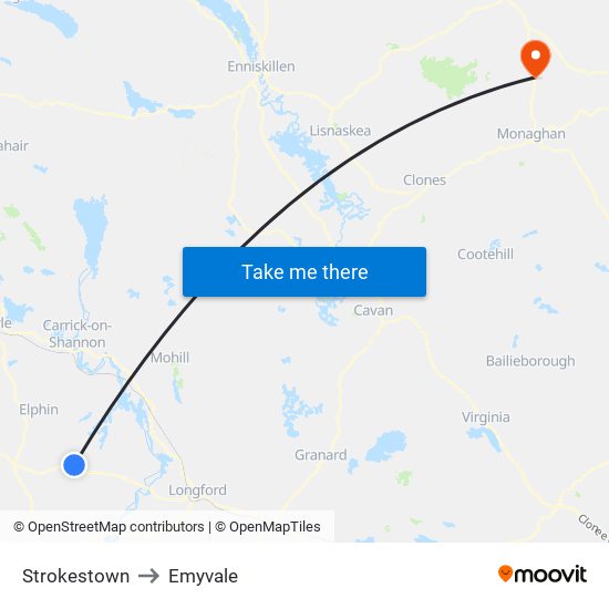 Strokestown to Emyvale map