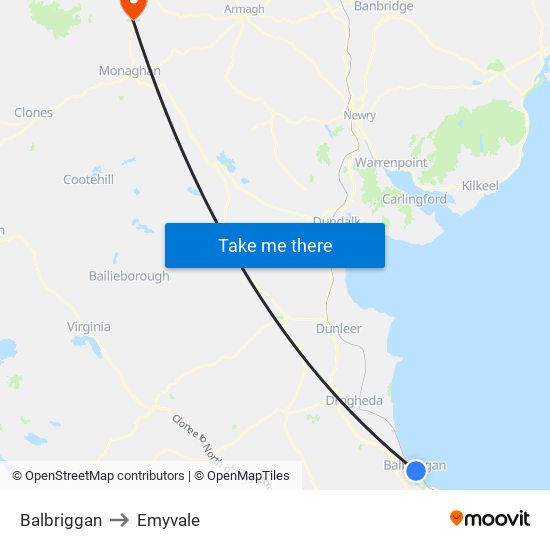 Balbriggan to Emyvale map