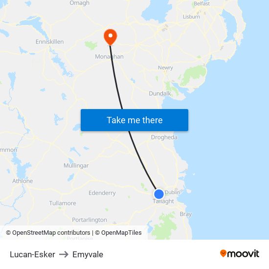 Lucan-Esker to Emyvale map
