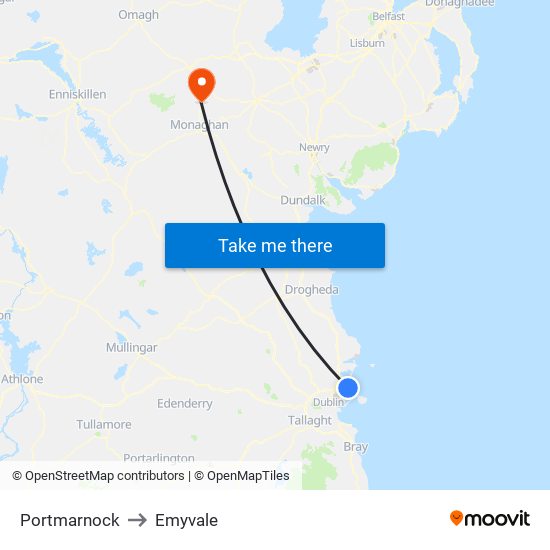 Portmarnock to Emyvale map