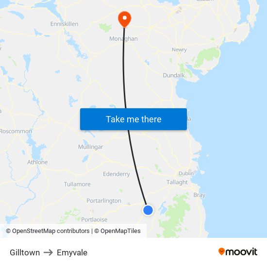 Gilltown to Emyvale map