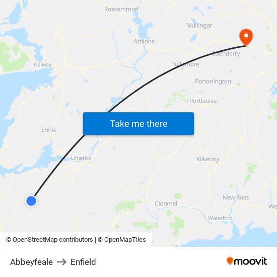 Abbeyfeale to Enfield map