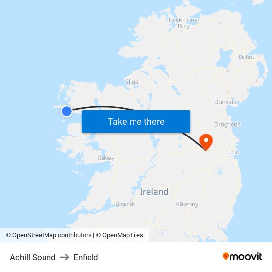 Achill Sound to Enfield map