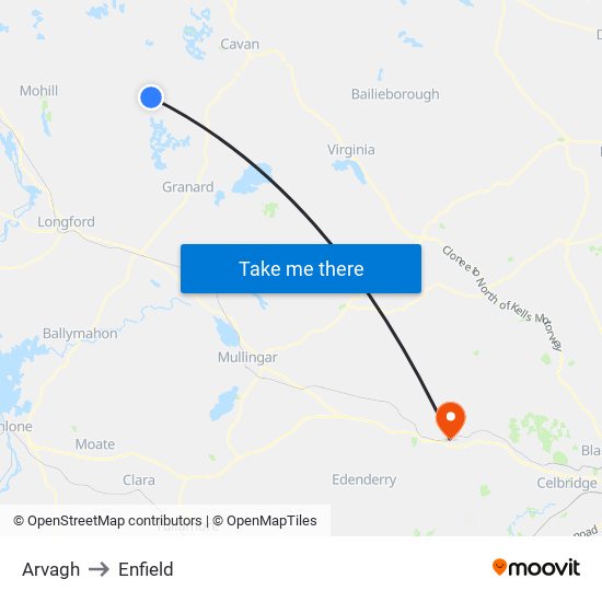 Arvagh to Enfield map