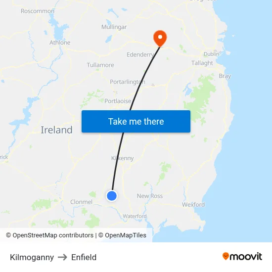 Kilmoganny to Enfield map