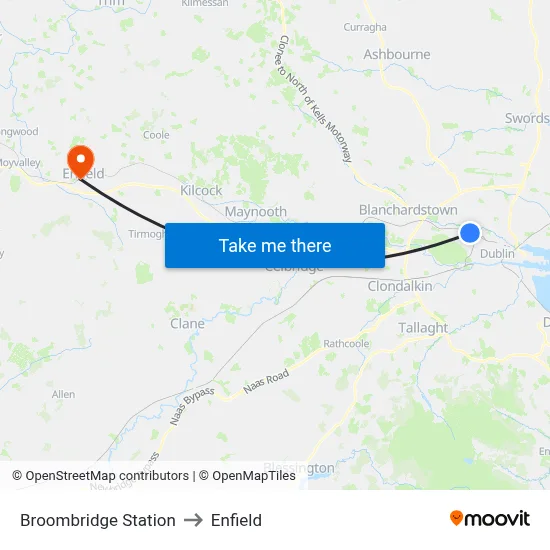 Broombridge Station to Enfield map