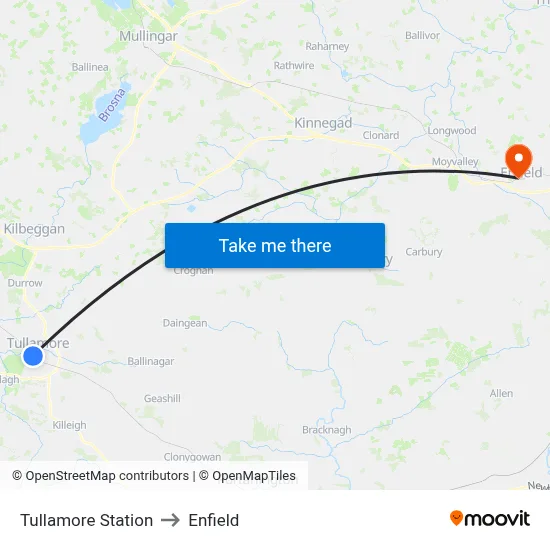 Tullamore Station to Enfield map