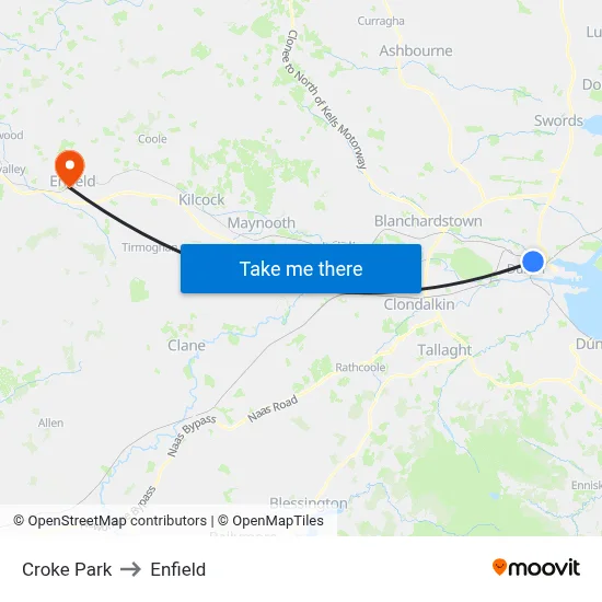 Croke Park to Enfield map