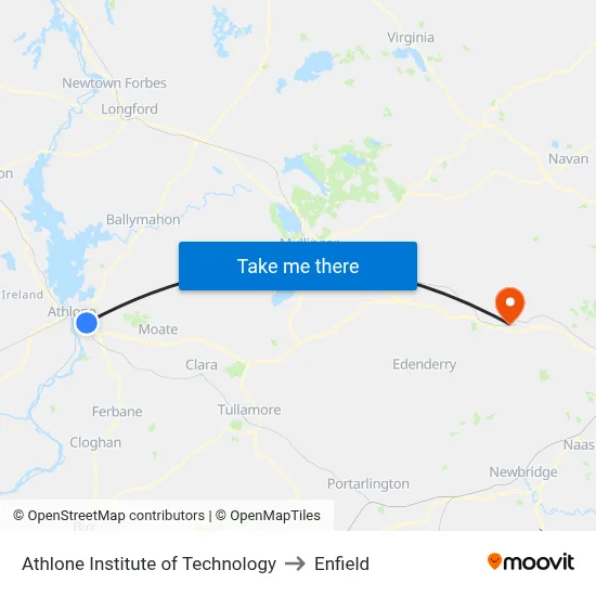 Athlone Institute of Technology to Enfield map