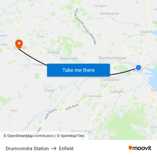 Drumcondra Station to Enfield map