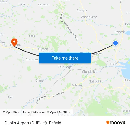 Dublin Airport (DUB) to Enfield map
