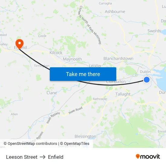 Leeson Street to Enfield map