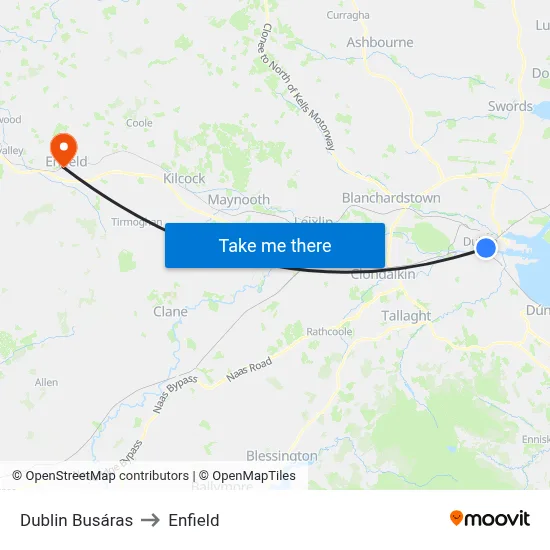 Dublin Busáras to Enfield map