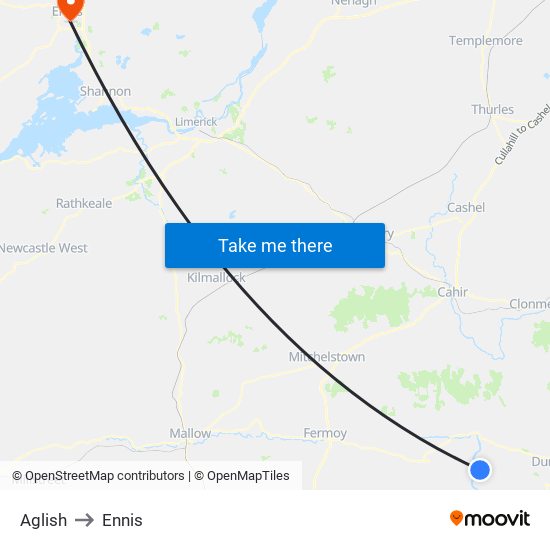 Aglish to Ennis map