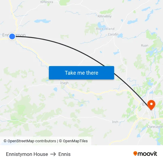 Ennistymon House to Ennis map