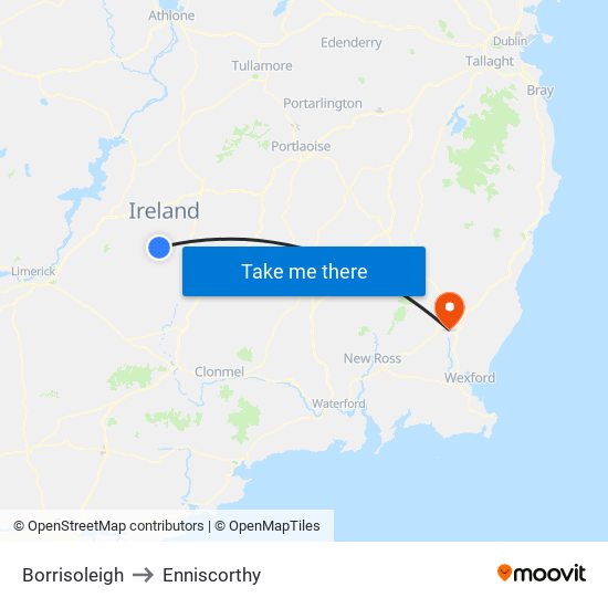 Borrisoleigh to Enniscorthy map