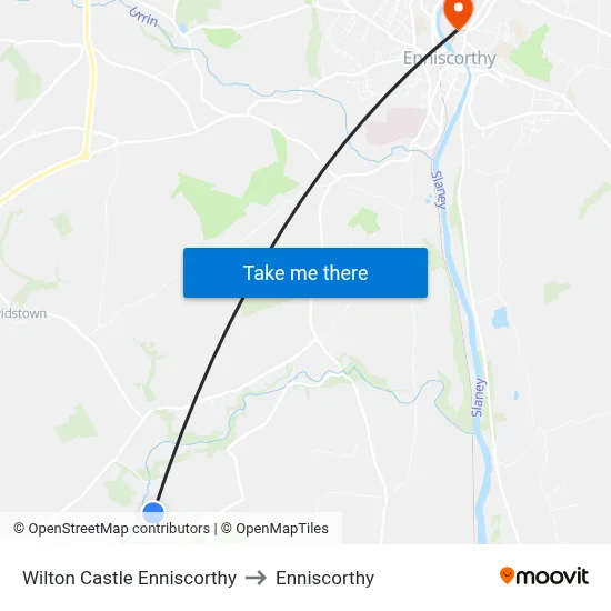 Wilton Castle Enniscorthy to Enniscorthy map