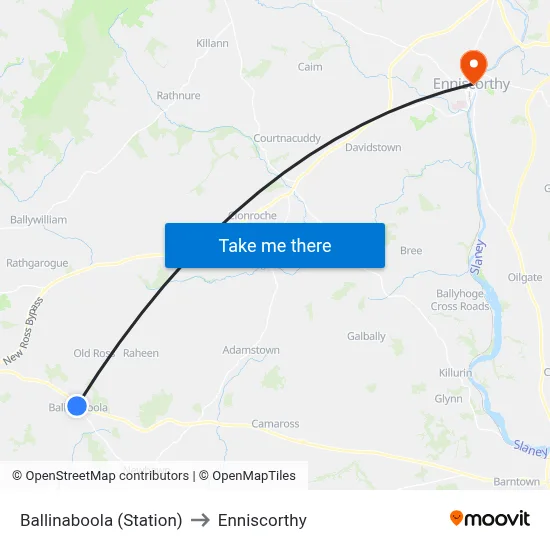 Ballinaboola (Station) to Enniscorthy map