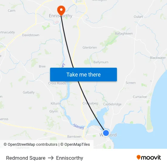 Redmond Square to Enniscorthy map