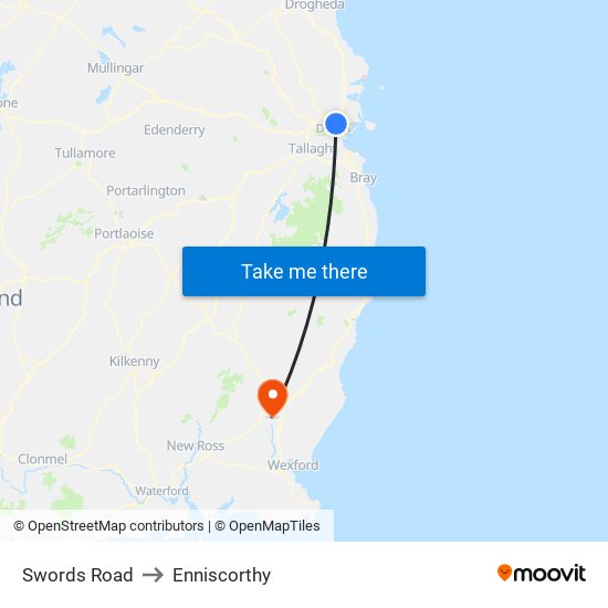 Swords Road to Enniscorthy map