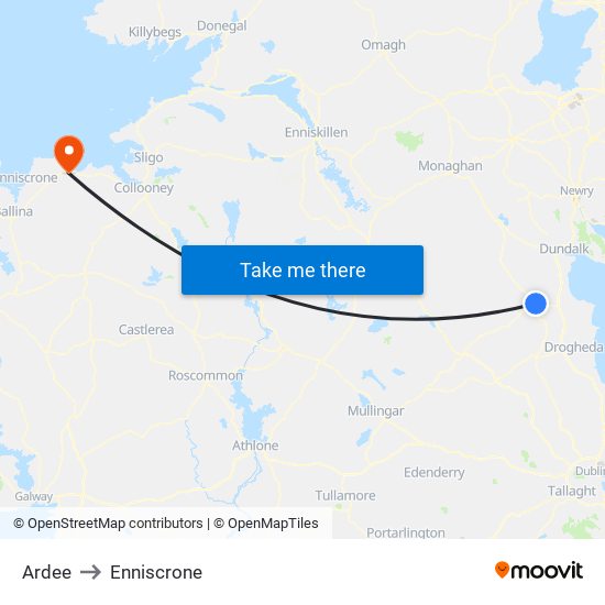 Ardee to Enniscrone map