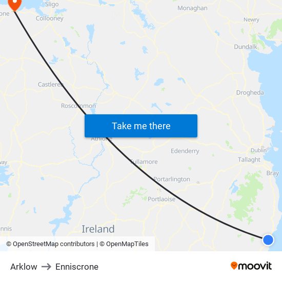 Arklow to Enniscrone map