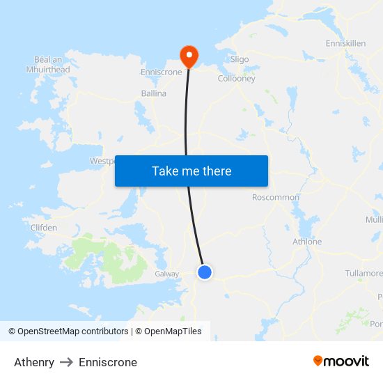 Athenry to Enniscrone map