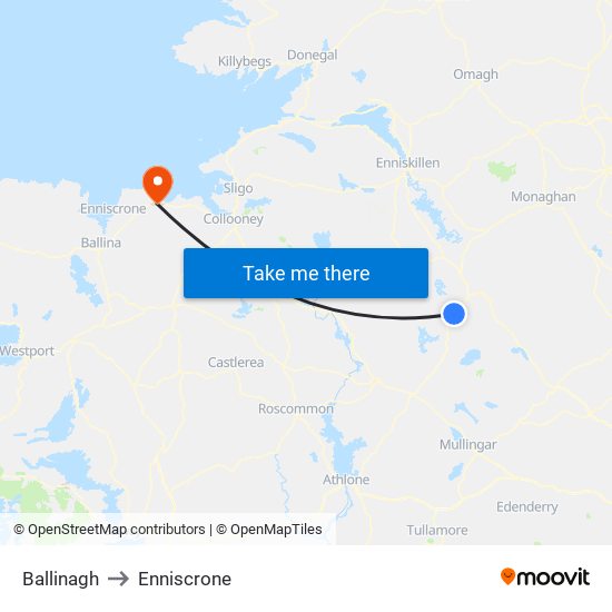 Ballinagh to Enniscrone map