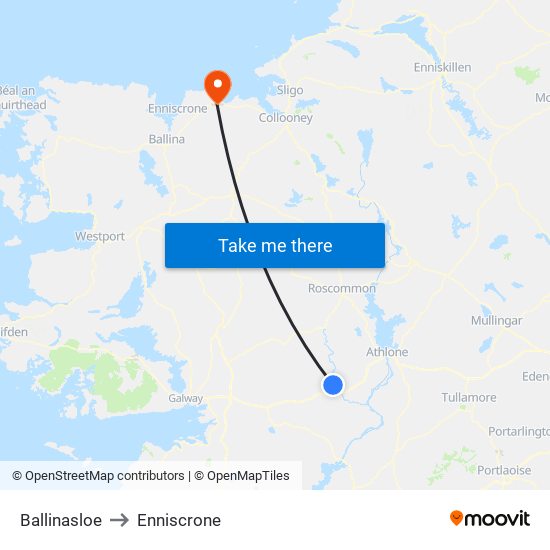 Ballinasloe to Enniscrone map