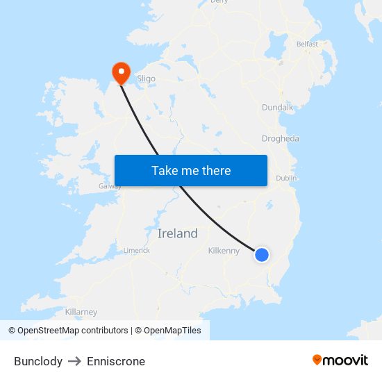 Bunclody to Enniscrone map