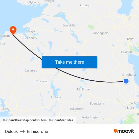 Duleek to Enniscrone map