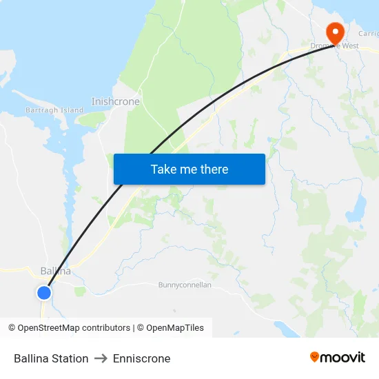 Ballina Station to Enniscrone map