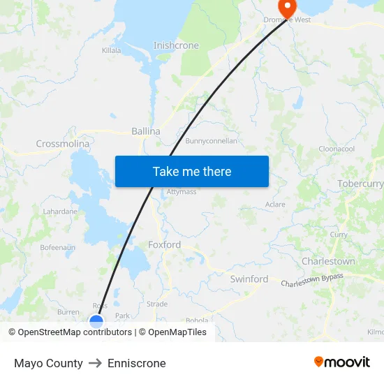 Mayo County to Enniscrone map