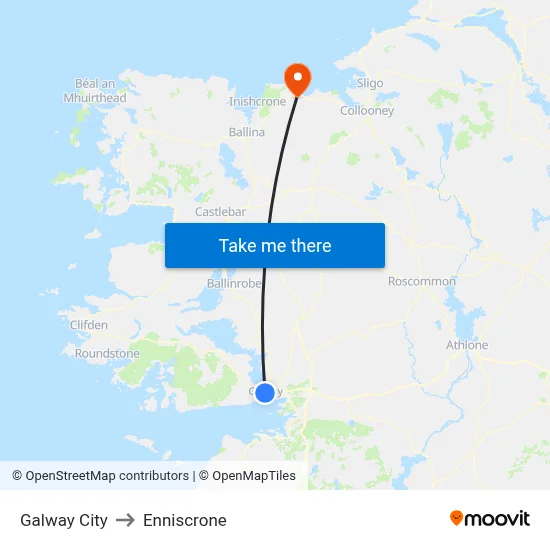 Galway City to Enniscrone map