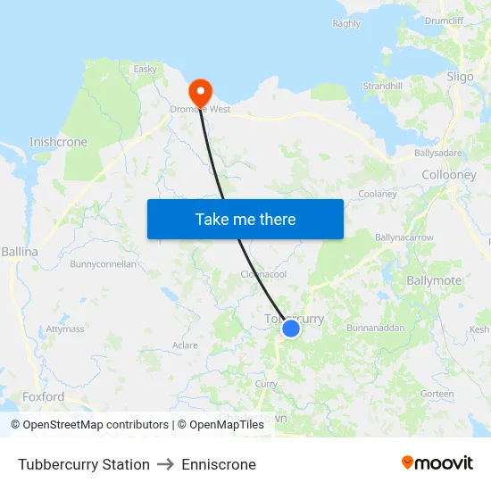 Tubbercurry Station to Enniscrone map
