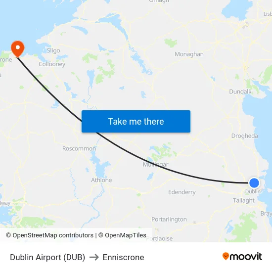 Dublin Airport (DUB) to Enniscrone map
