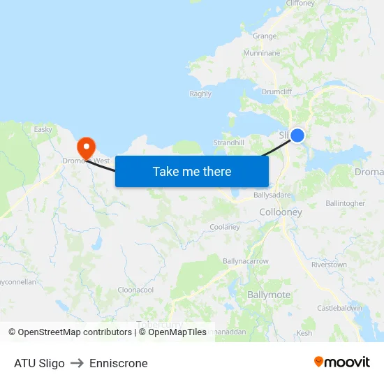 ATU Sligo to Enniscrone map