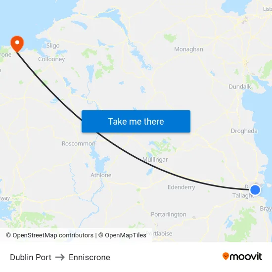 Dublin Port to Enniscrone map