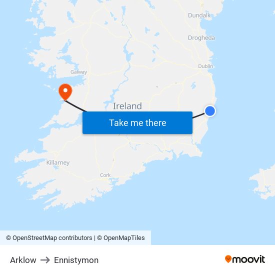 Arklow to Ennistymon map