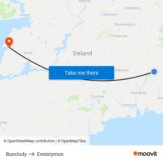 Bunclody to Ennistymon map