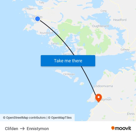 Clifden to Ennistymon map