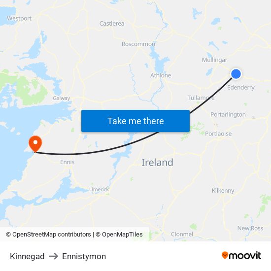 Kinnegad to Ennistymon map