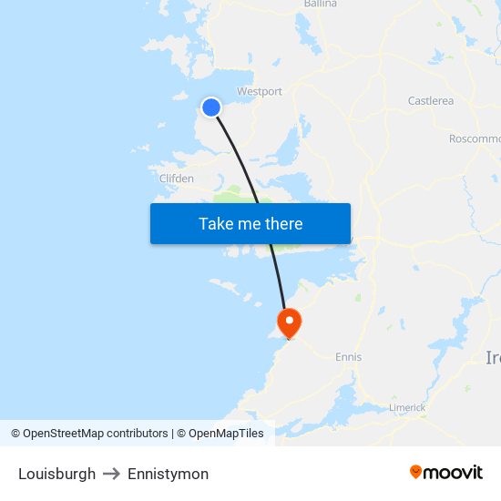 Louisburgh to Ennistymon map