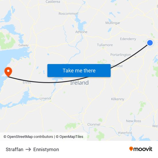 Straffan to Ennistymon map