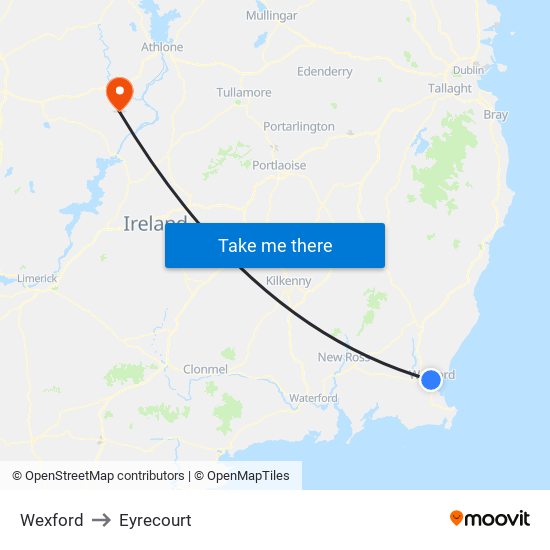 Wexford to Eyrecourt map