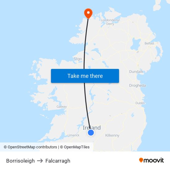 Borrisoleigh to Falcarragh map