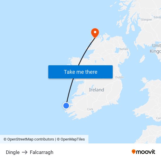 Dingle to Falcarragh map